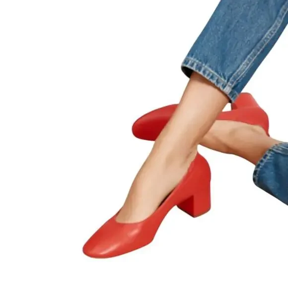 EVERLANE Red Leather Day Heel Shoes Women Size 9 - Picture 1 of 8